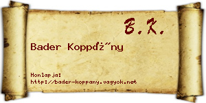 Bader Koppány névjegykártya